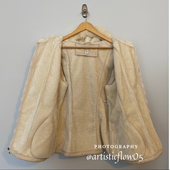 Coldwater Creek White & Cream Faux Suede Coat - Picture 4 of 7